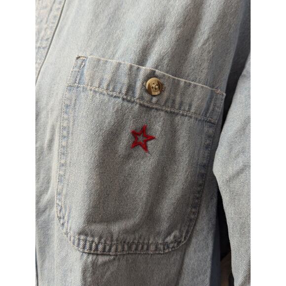 Vintage LA Loving Denim Shirt Womans Sz Medium Long Sleeve Button Down USA Flag - Picture 3 of 11